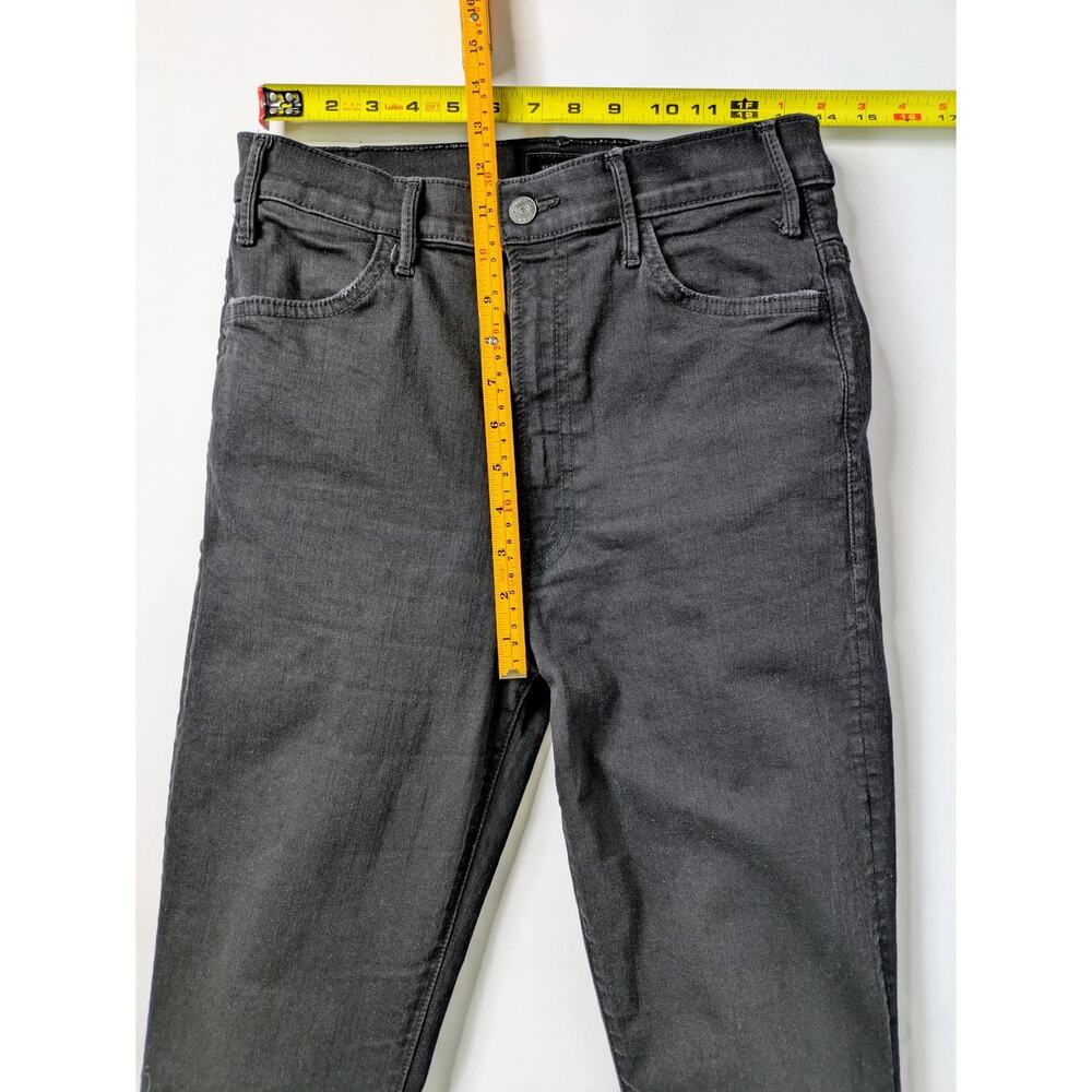 MOTHER Hustler Ankle Fray Jeans 30 Black High Rise Crop Raw Hem Not Guilty - Picture 10 of 15